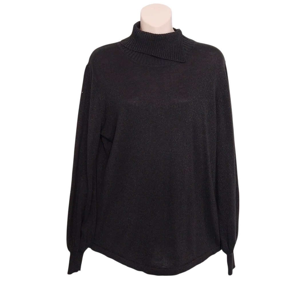 🔵BOGO FREE🔵 Spiegel Sweater Black Sparkly Modified Turtleneck Sz XL